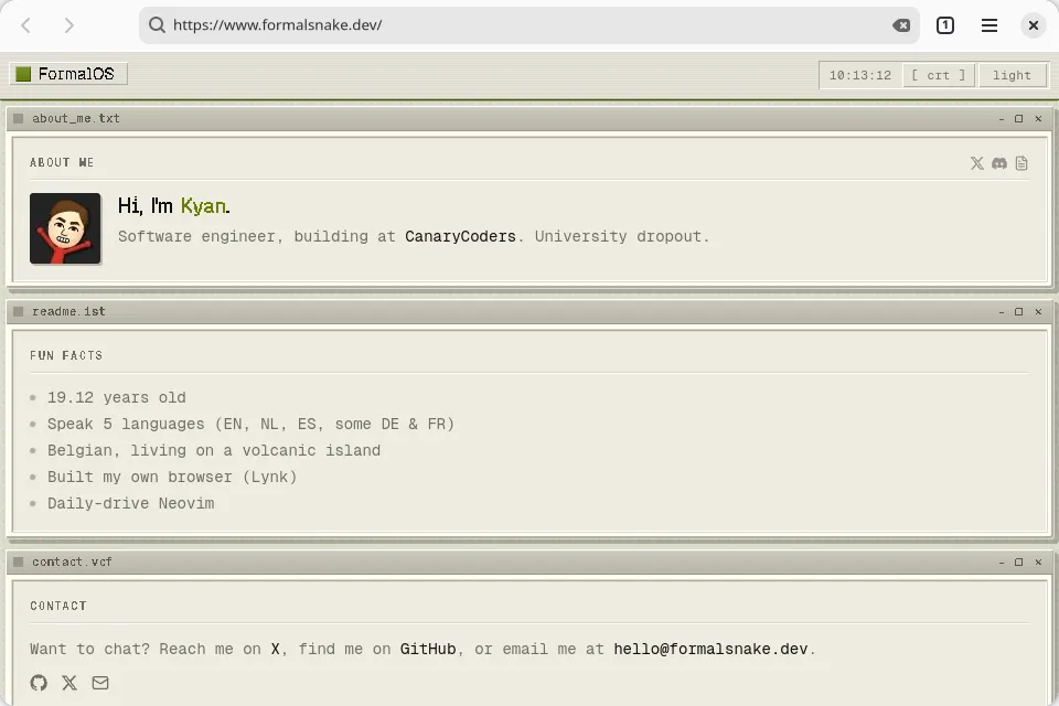 The webview widget rendering a page inside the browser example on GNOME (GTK)