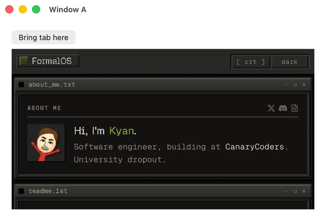 The multiwindow example on macOS (AppKit)
