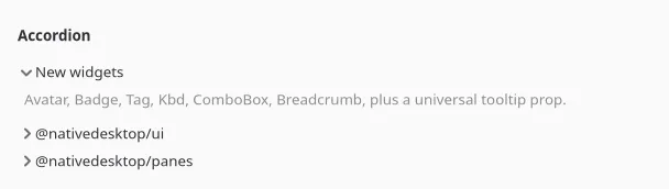 An open Accordion item on GNOME (GTK)