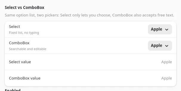 The ComboBox dropdown with a typed value on GNOME (GTK)