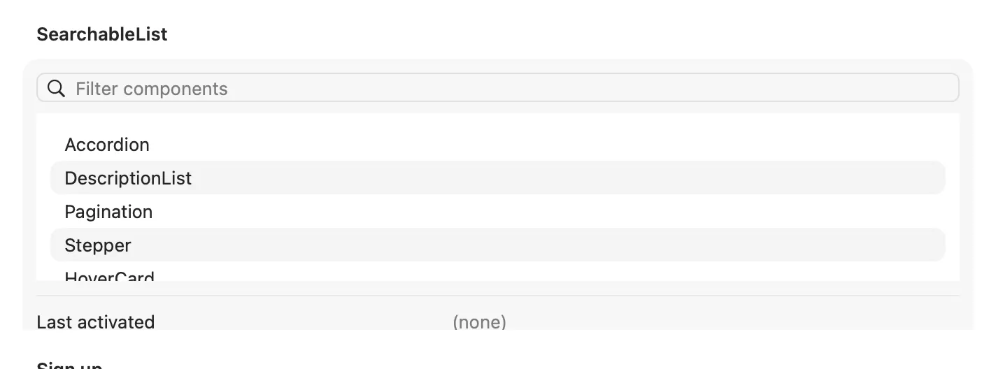 A filtered SearchableList on macOS (AppKit)