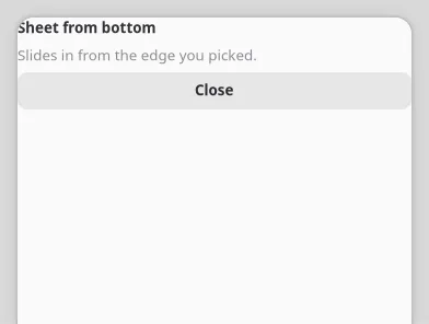 An open Sheet presented from the bottom edge on GNOME (GTK)