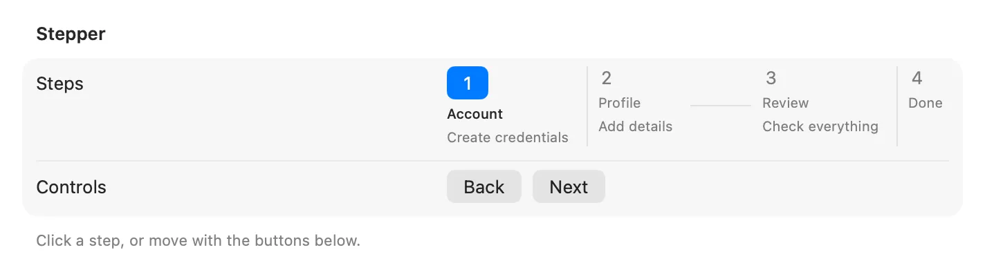 A Stepper mid-flow on macOS (AppKit)