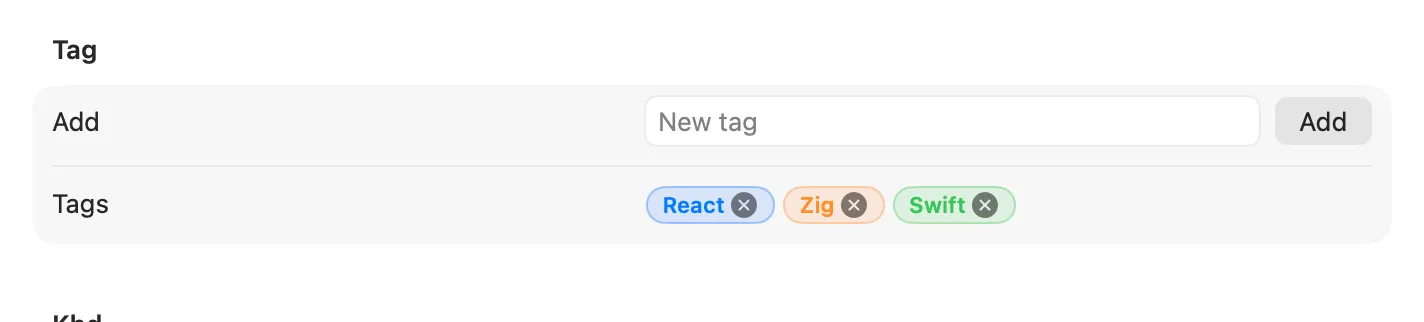 Removable Tag chips backed by real state on macOS (AppKit)