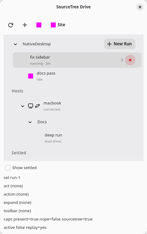 The sourcetree example on GNOME (GTK)